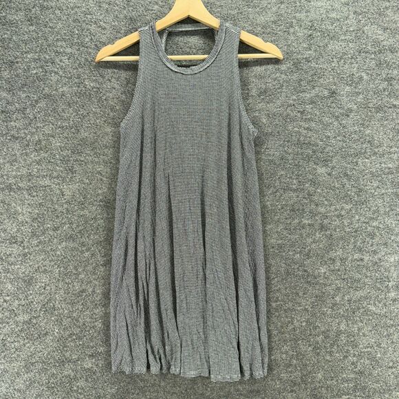 Unbranded Dress Women S Small Gray Striped Shift Midi Sleeveless Crew Neck Rayon - Picture 1 of 6